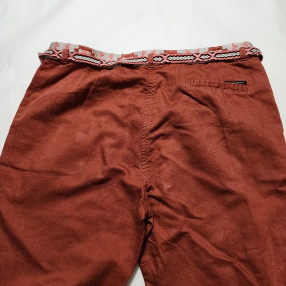 Maison Scotch Rust Orange Linen Blend High Rise Slim Pants - Picture 2 of 6